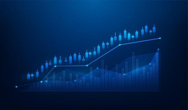 Finanza stock marketing trading su sfondo blu scuro business trading crescita concetto di mercato