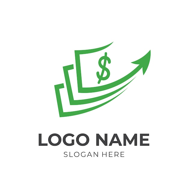 Finance up logo with line green color style