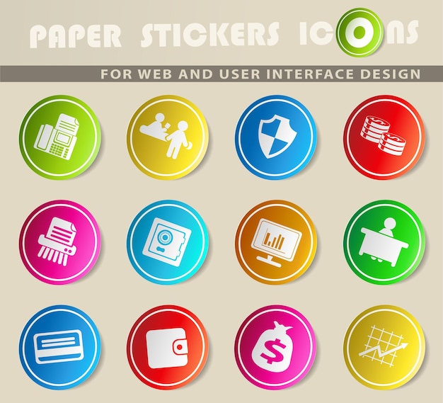 Finance vector icons on colored paper stickers