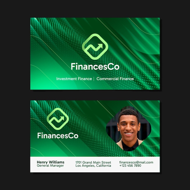 Finances concept horizontal business card