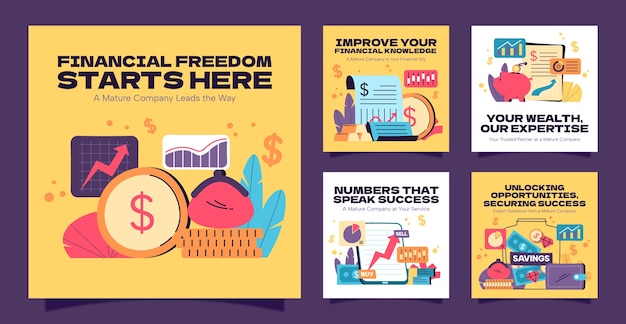 Vector finances concept instagram posts