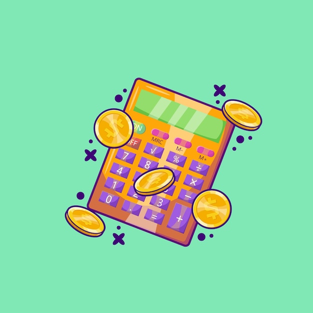 Иллюстрация финансового учета с калькулятором в мультяшном стиле