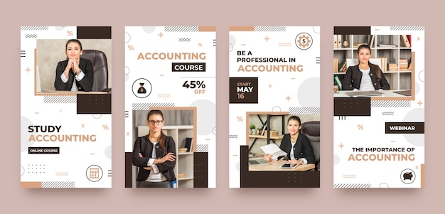 Vector financial accounting  instagram stories