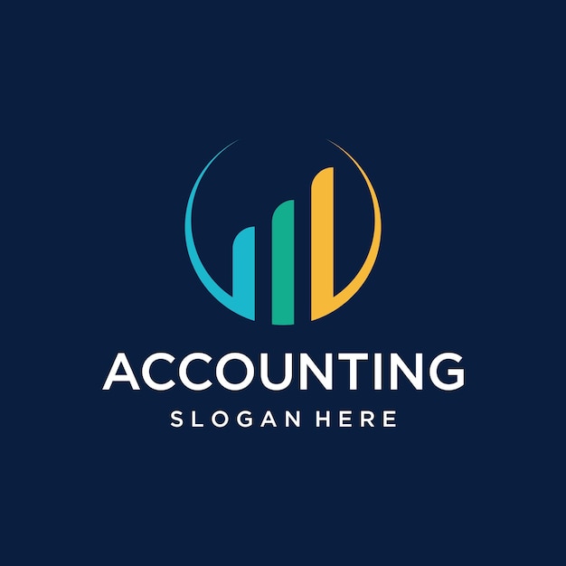 Vector financial accounting logo with check mark for financial accounting stock chart analysis in modern template vector illustration concept style