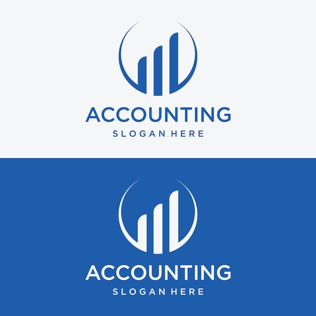 Vector financial accounting logo with check mark for financial accounting stock chart analysis in modern template vector illustration concept style