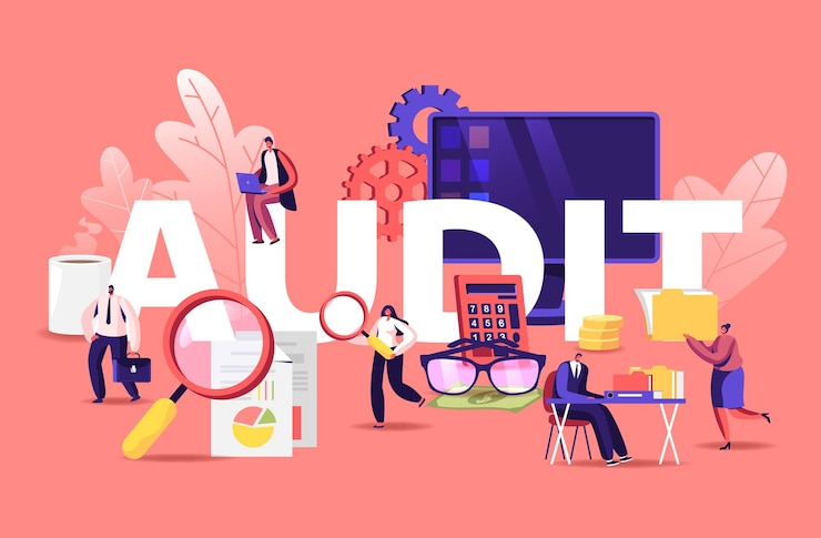 Vector financial administration and audit concept. cartoon flat illustration