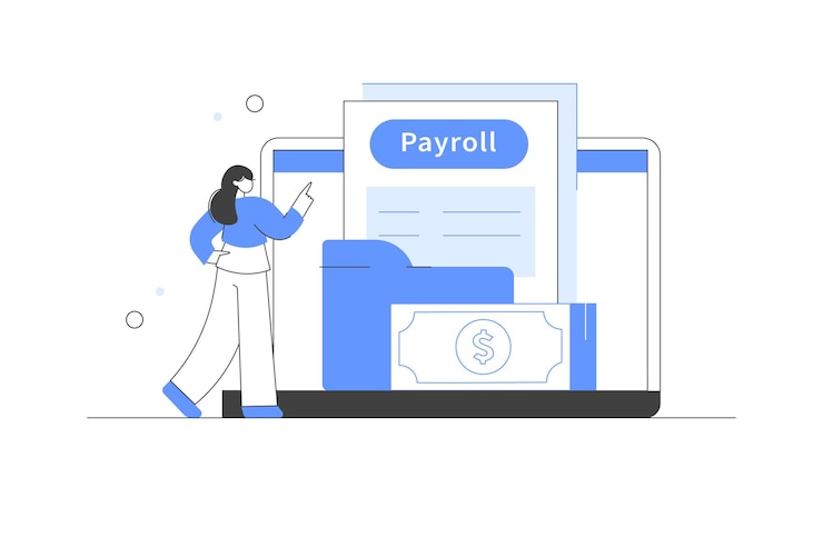 Vector financial administration character filling salary payslip payroll report business accounting vector