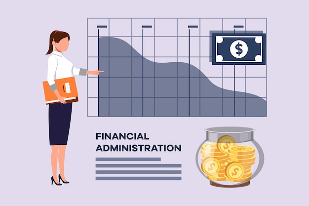 Vector financial administration concept colored flat vector illustration isolated