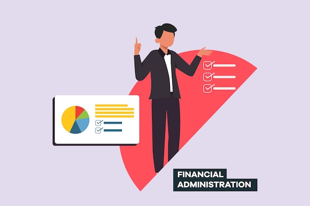 Vector financial administration concept colored flat vector illustration isolated