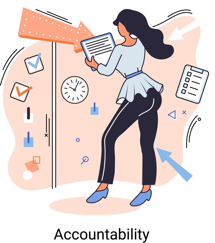 Vector financial administration examiner conducts an audit checks statements in documents accountability concept metaphor company tax and account capital markets trading ecommerce accounting