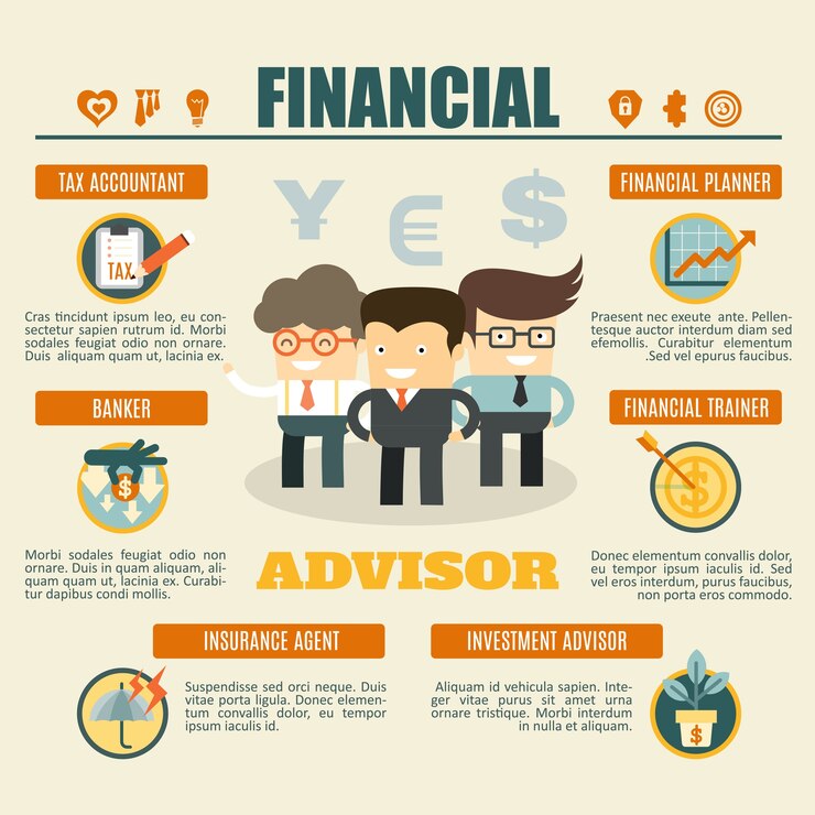 Vector financial advisor infographics