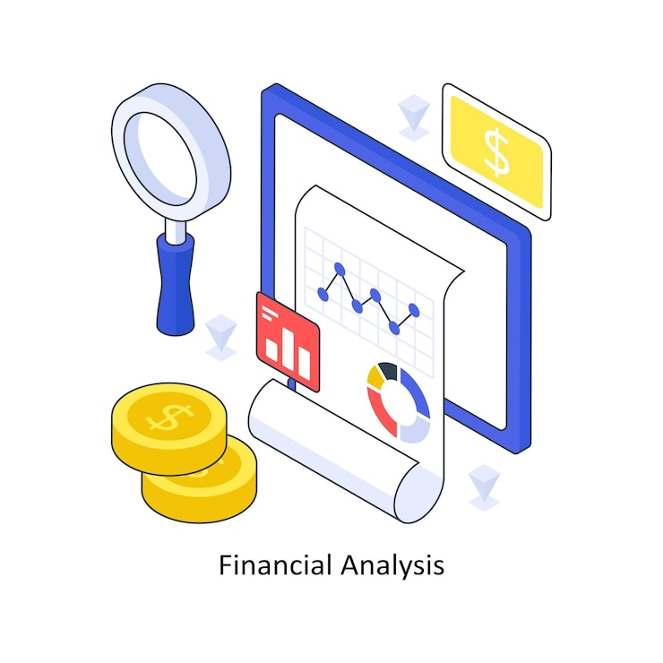 Vector financial analysis isometric colored illustration eps file stock illustration