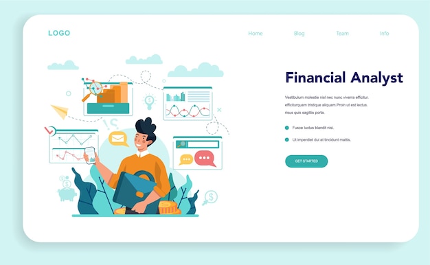 Financial analyst or consultant web template or landing page.