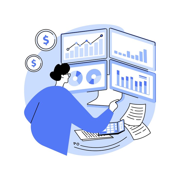 वेक्टर financial analyst isolated cartoon vector illustrations