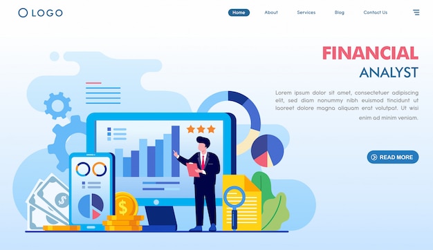 Vector financial analyst landing page