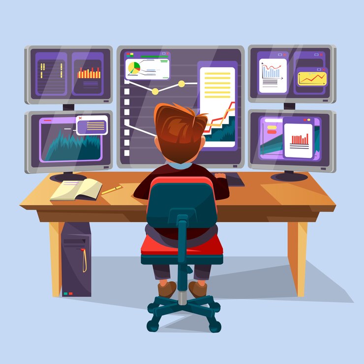 Vector financial analyst workplace