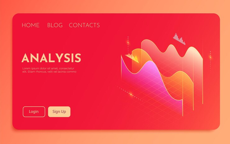 Vector financial analytics concept chart trading business application template