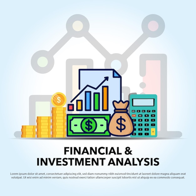 成長を伴うビジネス戦略のイラストのための金融と投資分析の概念