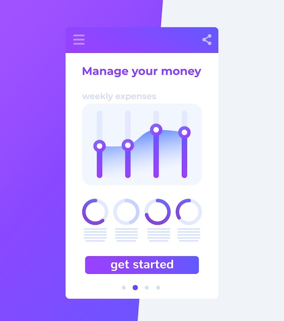 App finanziaria, progettazione dell'interfaccia utente mobile delle finanze personali