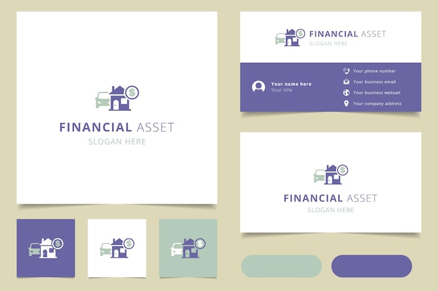 Дизайн логотипа финансового актива с редактируемым брендингом слогана