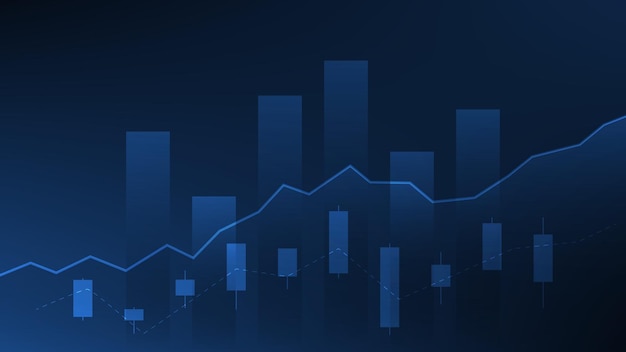 Vector financial background business statistic with bar graph and candlestick chart stock market trend