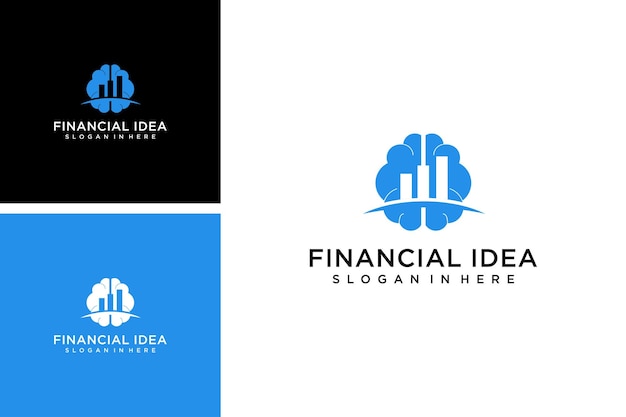 Design grafico del logo delle idee del cervello finanziario