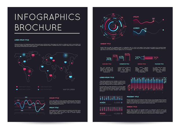 Vector financial brochure with various infographics