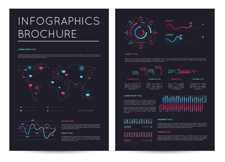 Vector financial brochure with various infographics