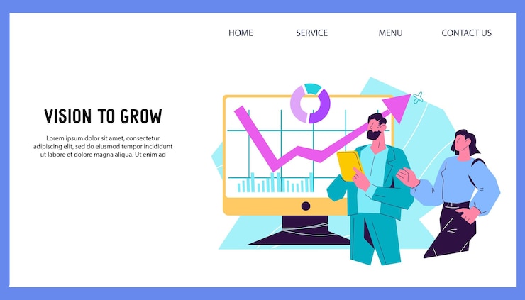 Vector financial broker and stock market analytical service business solution and analysis