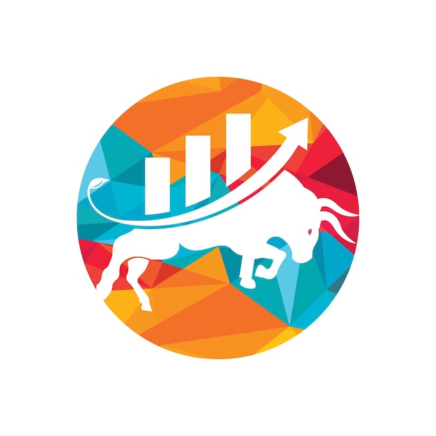 Financial bull logo design Trade Bull Chart finance logo