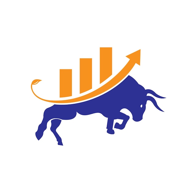 Financial bull logo design Trade Bull Chart finance logo