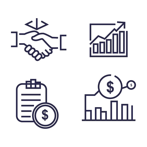 Vector financial business concept set icon collection