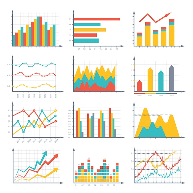 Grafica di affari finanziari e set di schemi