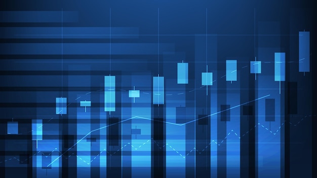 Vettore il background delle statistiche sulle imprese finanziarie con il grafico a barre e il candeliere mostrano il prezzo del mercato azionario