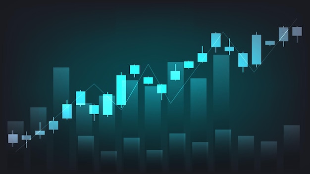 Статистика финансового бизнеса с гистограммой и диаграммой свечей показывает цену фондового рынка