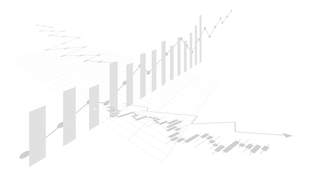 Financial business statistics with bar graph and candlestick chart show effective earning background