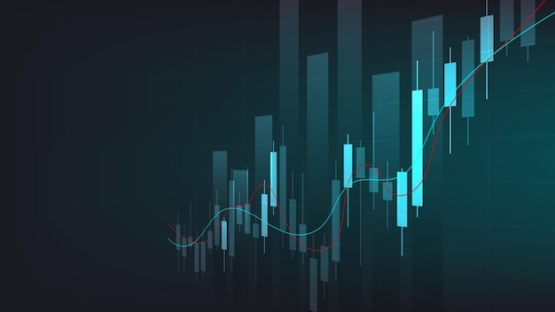 Статистика финансового бизнеса с гистограммой и диаграммой свечей показывает цену фондового рынка
