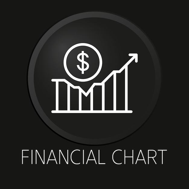 Financial chart  minimal vector line icon on 3d button isolated on black background premium vector