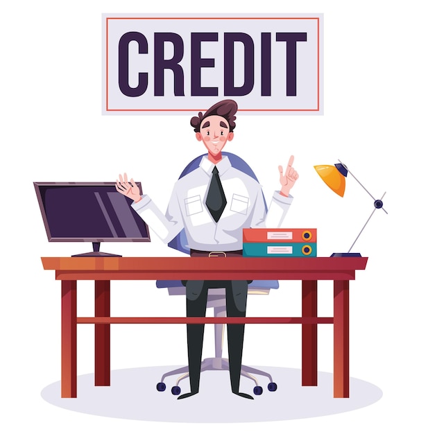 Financial consultant banker credit manager office worker concept flat graphic design element