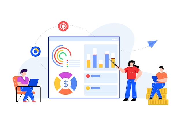 Financial consultation in flat editable trendy design
