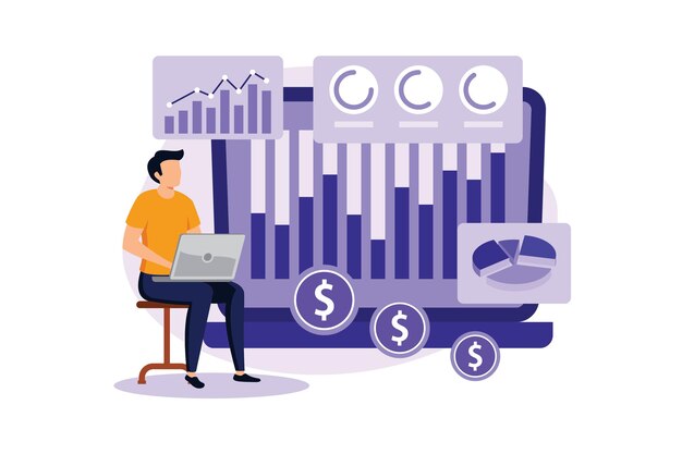 Vector financial data management flat modern design illustration