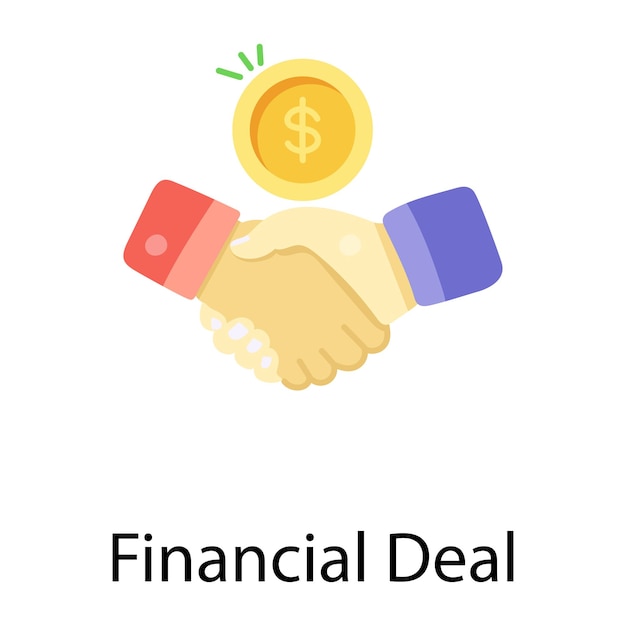 Плоская иконка финансовой сделки доступна для премиального использования
