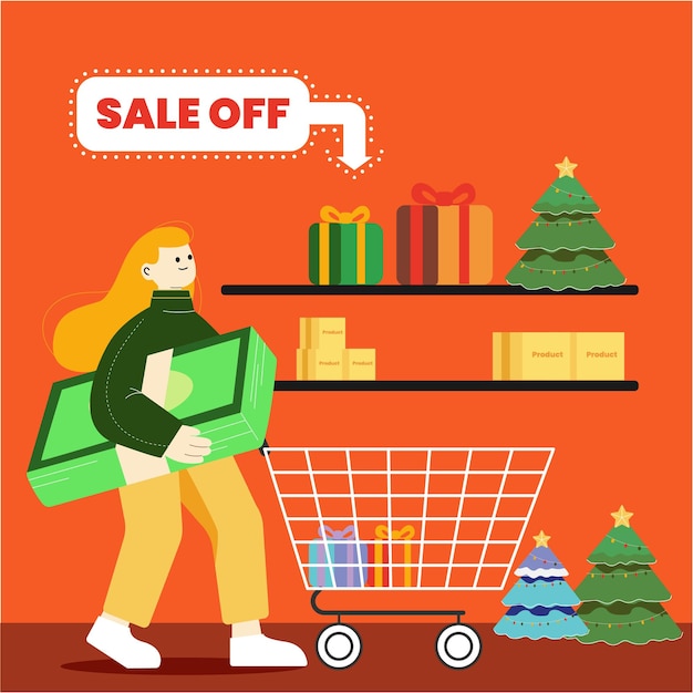 Vector financial december flat illustration