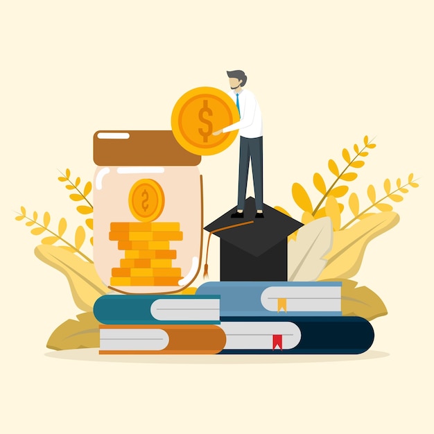 Vector financial education illustration concept. personal financial management and financial literacy