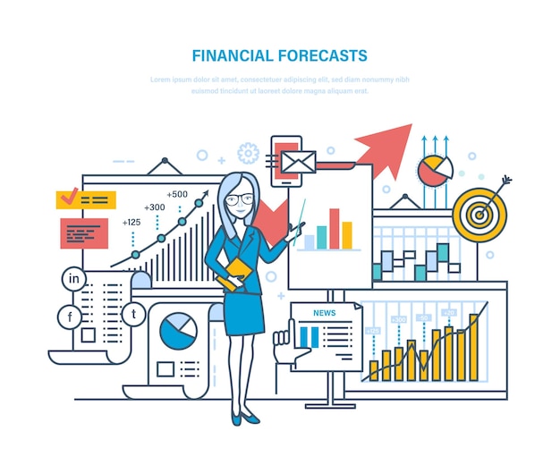 Vector financial forecasts marketing strategy financial planning analysis market research ecommerce