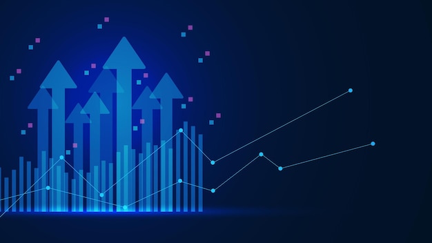 Financial graph growth of business development progress and financial company report design concept