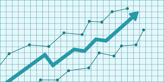 Vector financial graph growth up increase profit arrow up success on economy or trade