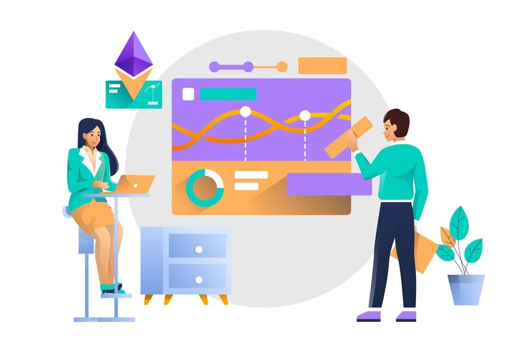Vector financial graphic analysis concept illustration