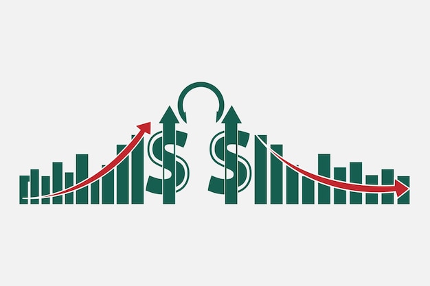 Vettore grafico di crescita finanziaria con il simbolo del dollaro