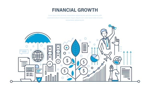 Financial growth market research deposits contributions savings management calculation thin line